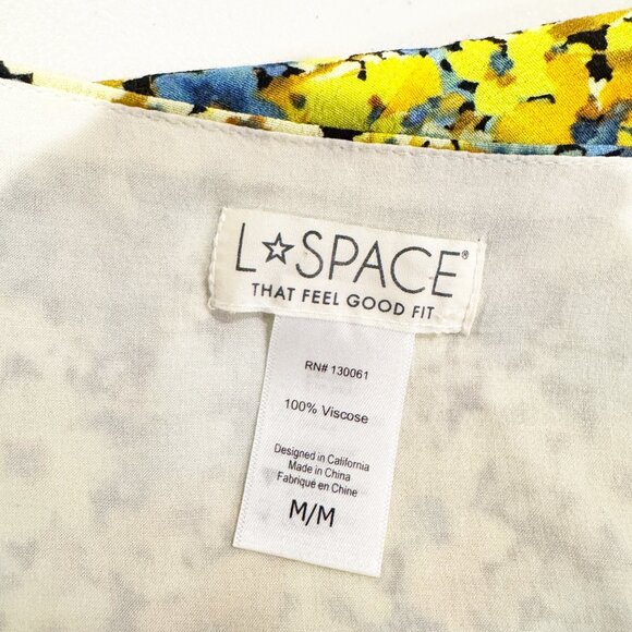 L Space Talia Puff Sleeve Ruffle Trim Tie Midi Wrap Dress Boho Peasant Medium - Picture 8 of 12